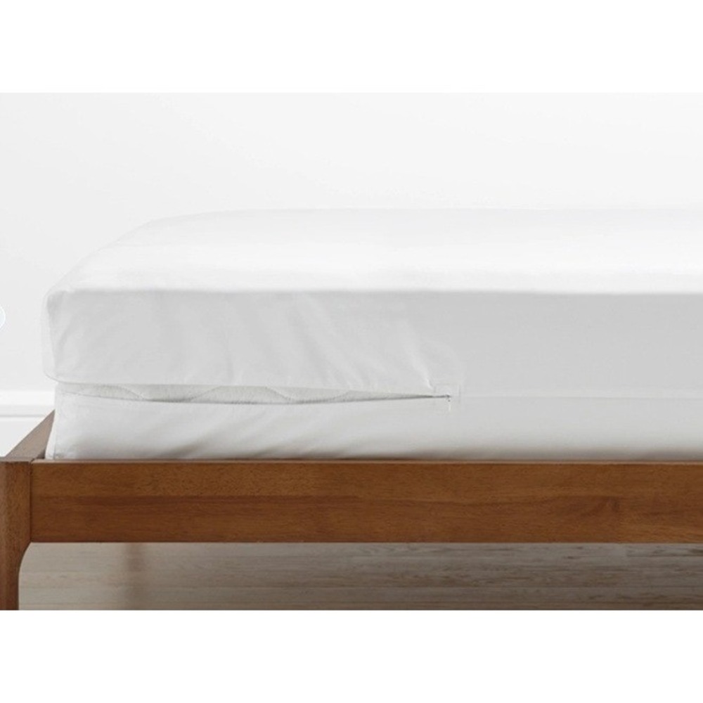 The Company Store Twin Mattress/Box Spring Protector White Cotton Percale Zip